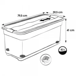 Keeeper Grande Caisse De Rangement Avec Roulettes 83 Litres -Outils De Stockage grande boite de rangement 83 l avec roulettes konrad keeeper 2