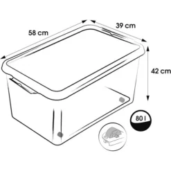 Keeeper Grande Boîte De Rangement à Roulettes 80 Litres -Outils De Stockage grande boite de rangement a roulettes 80 litres 2