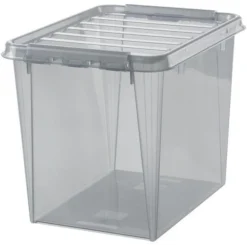 Grande Boîte De Rangement Grise Transparente 52 Litres