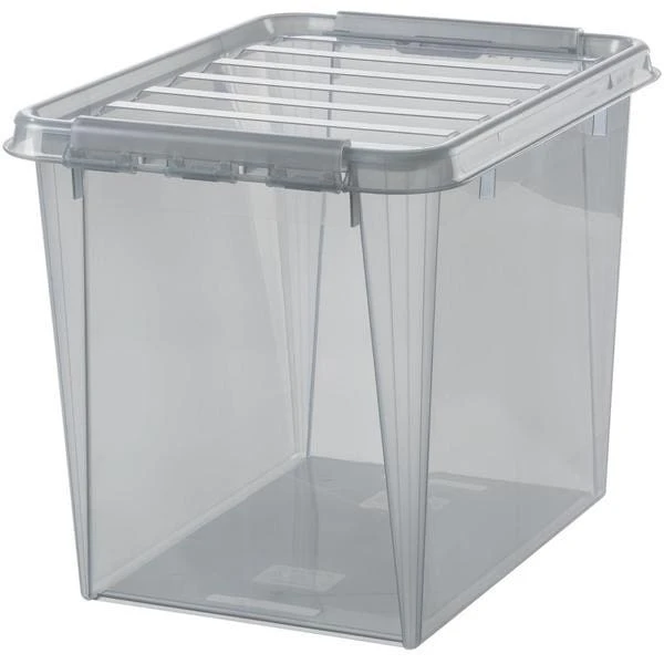Grande Boîte De Rangement Grise Transparente 52 Litres 1 Grande Boîte De Rangement Grise Transparente 52 Litres