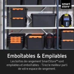 Grande Caisse Professionnelle Solide Avec Couvercle 50 Litres -Outils De Stockage grande boite de rangement noire incassable 50 l smartstore 3