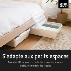 Boîte De Rangement Sous Lit à Roulettes 60 Litres 8 Boîte De Rangement Sous Lit à Roulettes 60 Litres -Outils De Stockage grande boite de rangement sous lit 2