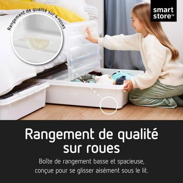Boîte De Rangement Sous Lit à Roulettes 60 Litres 4 Boîte De Rangement Sous Lit à Roulettes 60 Litres – Image 4