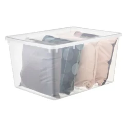 Grande Malle En Plastique Transparente Pour Vêtements 134 Litres Basic Box