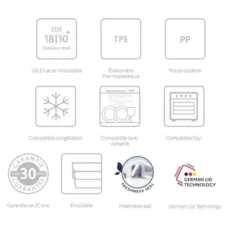 Grande Boîte Inox Alimentaire 2 Litres Clip&Close Emsa -Outils De Stockage grande boite inox alimentaire 2 litres 3