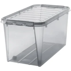 Grande Caisse De Rangement Transparente à Roulettes 70 Litres