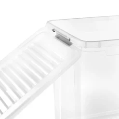 Keeeper Grande Caisse Transparente Avec Couvercle Clips Et Roulettes 74 Litres -Outils De Stockage grande caisse transparente avec couvercle clips et roulettes 74 litres 2