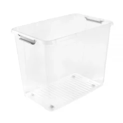 Keeeper Grande Caisse Transparente Avec Couvercle Clips Et Roulettes 74 Litres -Outils De Stockage grande caisse transparente avec couvercle clips et roulettes 74 litres 4