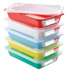 Lot De 5 Bacs Plats Témoins Avec Couvercle 3 Litres HACCP