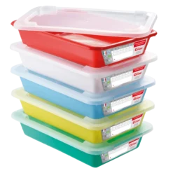 Lot De 5 Bacs Plats Témoins Avec Couvercle 8 Litres HACCP