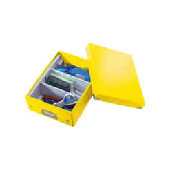 Leitz Boîte En Carton Plate à Compartiments Avec Couvercle -Outils De Stockage petite boite de rangement a compartiment click store wow blanc leitz 3