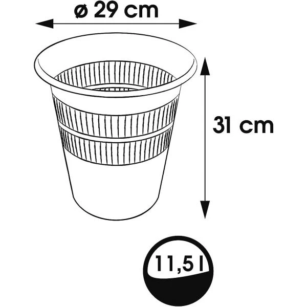 Keeeper Poubelle à Papier En Plastique Type Corbeille 11,5 Litres 3 Keeeper Poubelle à Papier En Plastique Type Corbeille 11,5 Litres – Image 3