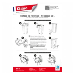 Poubelle à Pédale 50 L - Couvercle Rouge -Outils De Stockage poubelle a pedale 50 l couvercle rouge 2