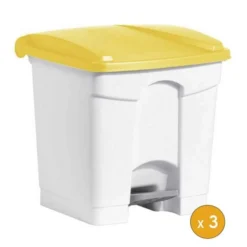 3 Poubelles à Tri à Pédale Pour Sac 120 Litres