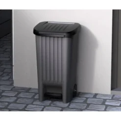 EDA Poubelle D'extérieur 100 Litres Avec Pédale Et Roues -Outils De Stockage poubelle d exterieur 100 litres avec pedale et roues 2