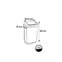 Keeeper Poubelle En Plastique à Couvercle Basculant 10 Litres -Outils De Stockage poubelle plastique a couvercle basculant 10 litres 4