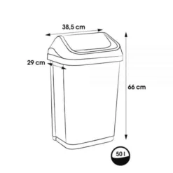 Keeeper Poubelle Plastique à Couvercle Basculant 50 Litres -Outils De Stockage poubelle plastique a couvercle basculant 50 l 3