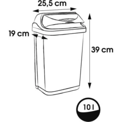 Keeeper Poubelle Plastique à Couvercle Coulissant 10 Litres -Outils De Stockage poubelle plastique a couvercle coulissant 10 litres 3
