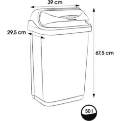Keeeper Poubelle Plastique à Couvercle Coulissant 50 Litres -Outils De Stockage poubelle plastique a couvercle coulissant 50 litres 4