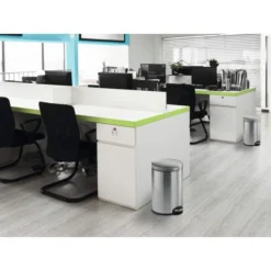 Durable Poubelle Ronde à Pédale En Acier Inoxydable 12 Litres -Outils De Stockage poubelle ronde a pedale en acier inoxydable 12 litres 3