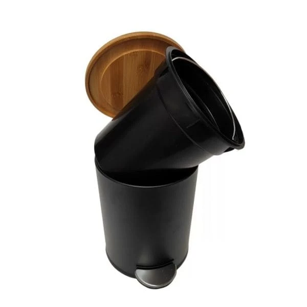 Poubelle Salle De Bain à Pédale Bambou 3 Litres 3 Poubelle Salle De Bain à Pédale Bambou 3 Litres – Image 3