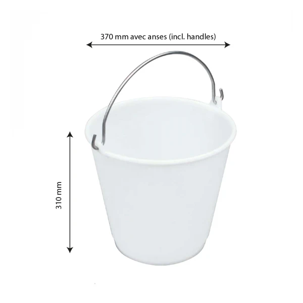 Seau Rond 14 L Gradué Avec Anse Inox - Blanc 3 Seau Rond 14 L Gradué Avec Anse Inox - Blanc – Image 3