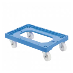 Socle Rouleur 4 Roues Pivotantes - Chape Acier - Bleu