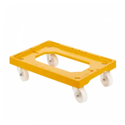 Socle Rouleur 4 Roues Pivotantes - Chape Acier - Jaune