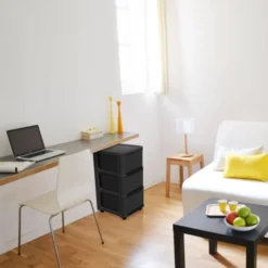 EDA Tour De Rangement En Plastique Moderne 3 Tiroirs -Outils De Stockage tour de rangement en plastique moderne 3 tiroirs 3